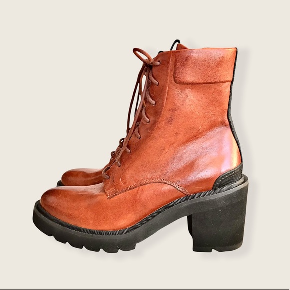 Frye Savannah Cognac Genuine Leather Classic Lace Up Streetwear Combat AnkleBoot - Picture 11 of 16